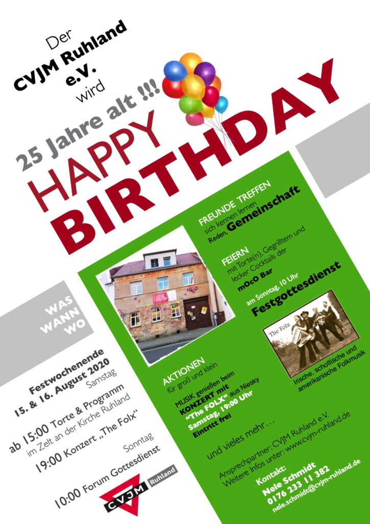 Geburtstagseinladung 25 Jahre CVJM Ruhland